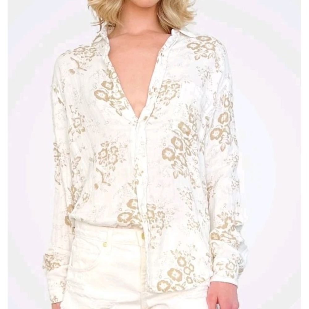 CP SHADES M Floral Print Button Up Cozy Shirt